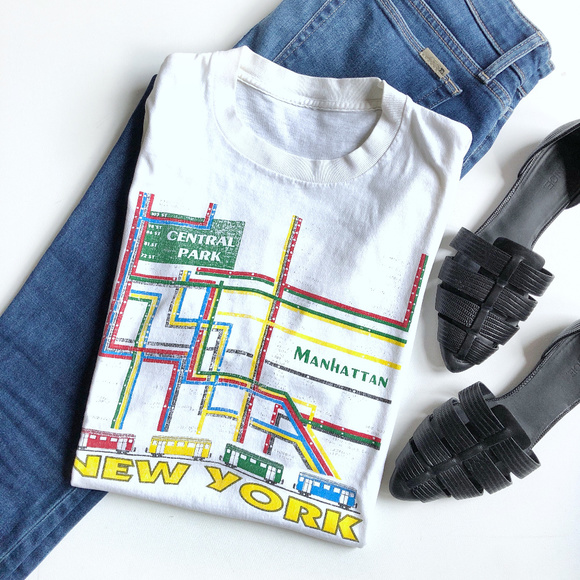 Vintage Tops - Vintage New York Manhattan Subway T-Shirt